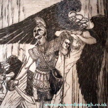 Load image into Gallery viewer, SCOTTISH ART: Antique 1920s Original Etching by Arthur Edwin Wrench. Mythological Subject: PERSEUS SLAYING THE MEDUSA
