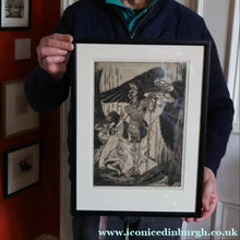 Load image into Gallery viewer, SCOTTISH ART: Antique 1920s Original Etching by Arthur Edwin Wrench. Mythological Subject: PERSEUS SLAYING THE MEDUSA
