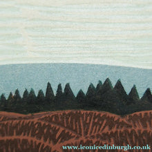 Load image into Gallery viewer, Scottish Artist Robert Crozier Linocut Conifers in a Forest Framed
