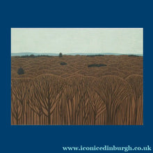 Load image into Gallery viewer, SCOTTISH ART. Colour Linocut by Robert Crozier Entitled Conifers and Other Trees. Small Edition of 8 Impressions
