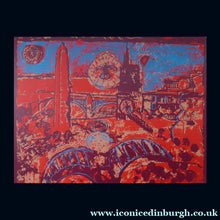 Load image into Gallery viewer, SCOTTISH ART. Contemporary Original Pencil Signed Screenprint by Paul Furneaux. Demon on Calton Hill. Signed &amp; Dated 1987
