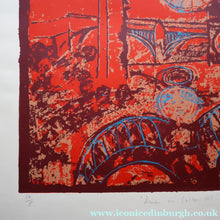 Load image into Gallery viewer, SCOTTISH ART. Contemporary Original Pencil Signed Screenprint by Paul Furneaux. Demon on Calton Hill. Signed &amp; Dated 1987
