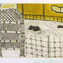 Load image into Gallery viewer, Elizabeth Blackadder Pencil Signed Etching Japanese Garden Kyoto 1992. Glasgow Print Studio
