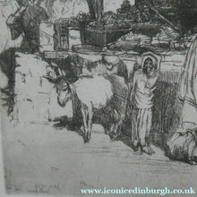 Load image into Gallery viewer, SCOTTISH ART. Ernest Stephen Lumsden. Etching entitled: The Fruit Shop, Jodhpur 1914
