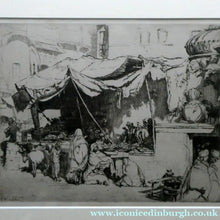 Load image into Gallery viewer, SCOTTISH ART. Ernest Stephen Lumsden. Etching entitled: The Fruit Shop, Jodhpur 1914
