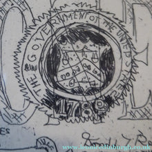 Load image into Gallery viewer, Scottish Art for Sale. George Wyllie Dollar Bill Etching 1980s
