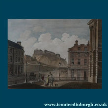 Load image into Gallery viewer, SCOTTISH ART. Georgian Engraving 1804 by James Fittler after John Claude Nattes, Edinburgh Castle from Registrar House. FRAMED

