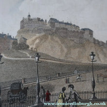 Load image into Gallery viewer, SCOTTISH ART. Georgian Engraving 1804 by James Fittler after John Claude Nattes, Edinburgh Castle from Registar House. FRAMED
