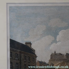 Load image into Gallery viewer, SCOTTISH ART. Georgian Engraving 1804 by James Fittler after John Claude Nattes, Edinburgh Castle from Registar House. FRAMED
