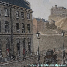 Load image into Gallery viewer, SCOTTISH ART. Georgian Engraving 1804 by James Fittler after John Claude Nattes, Edinburgh Castle from Registar House. FRAMED
