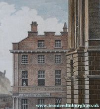 Load image into Gallery viewer, SCOTTISH ART. Georgian Engraving 1804 by James Fittler after John Claude Nattes, Edinburgh Castle from Registar House. FRAMED
