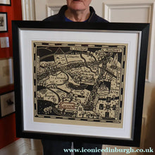 Load image into Gallery viewer, SCOTTISH ART. Jane Hyslop (RSA). Linocut Entitled: Map of Midlothian. ARTIST'S PROOF. Framed
