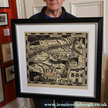 Load image into Gallery viewer, SCOTTISH ART. Jane Hyslop (RSA). Linocut Entitled: Map of Midlothian. ARTIST'S PROOF. Framed

