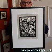 Load image into Gallery viewer, SCOTTISH ART. Jane Hyslop (RSA). Linocut of the town of San Gimignano, Tuscany
