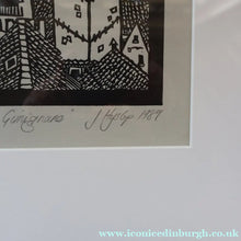 Load image into Gallery viewer, SCOTTISH ART. Jane Hyslop (RSA). Linocut of the town of San Gimignano, Tuscany
