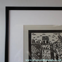 Load image into Gallery viewer, SCOTTISH ART. Jane Hyslop (RSA). Linocut of the town of San Gimignano, Tuscany

