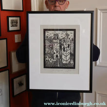 Load image into Gallery viewer, SCOTTISH ART. Jane Hyslop (RSA). Linocut of the town of San Gimignano, Tuscany
