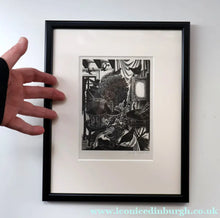 Load image into Gallery viewer, SCOTTISH ART. Rare 1953 Original Wood Engraving by Jozef Sekalski. Design for a Christmas Card Entitled "Fourth Day of Christmas". Pencil Signed 
