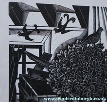 Load image into Gallery viewer, SCOTTISH ART. Rare 1953 Original Wood Engraving by Jozef Sekalski. Design for a Christmas Card Entitled "Fourth Day of Christmas". Pencil Signed 
