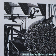 Load image into Gallery viewer, SCOTTISH ART. Rare 1953 Original Wood Engraving by Jozef Sekalski. Design for a Christmas Card Entitled "Fourth Day of Christmas". Pencil Signed 
