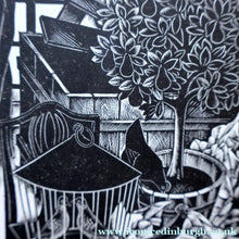 Load image into Gallery viewer, SCOTTISH ART. Rare 1953 Original Wood Engraving by Jozef Sekalski. Design for a Christmas Card Entitled "Fourth Day of Christmas". Pencil Signed 
