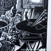 Load image into Gallery viewer, SCOTTISH ART. Rare 1953 Original Wood Engraving by Jozef Sekalski. Design for a Christmas Card Entitled "Fourth Day of Christmas". Pencil Signed 
