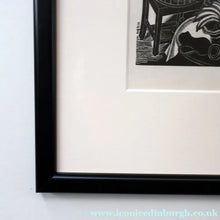 Load image into Gallery viewer, SCOTTISH ART. Rare 1953 Original Wood Engraving by Jozef Sekalski. Design for a Christmas Card Entitled "Fourth Day of Christmas". Pencil Signed 
