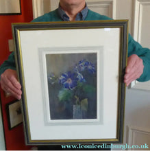 Load image into Gallery viewer, Kate Cameron Signed Watercolour of Blue Daisies Framed 
