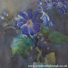 Load image into Gallery viewer, Kate Cameron Signed Watercolour of Blue Daisies Framed 

