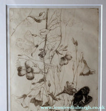 Load image into Gallery viewer, SCOTTISH ART: Katherine (Kate) Cameron (1874- 1965). Large 1920s Etching with Butterflies and Harebells. SIGNED
