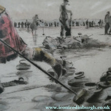 Load image into Gallery viewer, SCOTTISH ART. Lively Colour Etching Entitled "Curling Competition" by Henry Wilkinson (1921 - 2011). SIGNED

