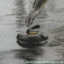Load image into Gallery viewer, SCOTTISH ART. Lively Colour Etching Entitled "Curling Competition" by Henry Wilkinson (1921 - 2011). SIGNED
