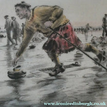 Load image into Gallery viewer, SCOTTISH ART. Lively Colour Etching Entitled "Curling Competition" by Henry Wilkinson (1921 - 2011). SIGNED
