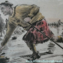 Load image into Gallery viewer, SCOTTISH ART. Lively Colour Etching Entitled "Curling Competition" by Henry Wilkinson (1921 - 2011). SIGNED
