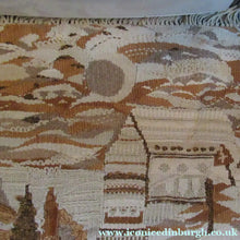 Load image into Gallery viewer, SCOTTISH ART: Vintage 1960s WOVEN TAPESTRY by Maureen Hodge. Panoramic Landscape with a Sailing Boat on the Seashore
