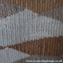 Load image into Gallery viewer, SCOTTISH ART: Vintage 1960s WOVEN TAPESTRY by Maureen Hodge. Panoramic Landscape with a Sailing Boat on the Seashore
