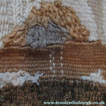 Load image into Gallery viewer, SCOTTISH ART: Vintage 1960s WOVEN TAPESTRY by Maureen Hodge. Panoramic Landscape with a Sailing Boat on the Seashore
