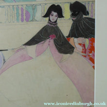 Load image into Gallery viewer, Art Nouveau Art Deco Watercolour of a Masked Ball at the Venice Carnival
