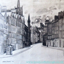 Load image into Gallery viewer, SCOTTISH ART. Original 1960s Pen &amp; Ink Drawing by Richard Demarco. View of the Lawnmarket Looking Towards Edinburgh Castle
