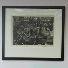 Load image into Gallery viewer, SCOTTISH ART: Original Vintage Etching of Arbroath Harbour. Pencil Signed by William Peters Vannet
