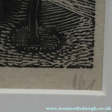Load image into Gallery viewer, Scottish Art 1940s Woodcut by Kenneth Roberts Wartime Park Scene
