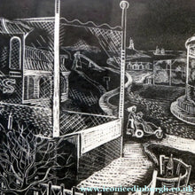 Load image into Gallery viewer, Scottish Art 1940s Woodcut by Kenneth Roberts Wartime Park Scene

