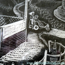 Load image into Gallery viewer, Scottish Art 1940s Woodcut by Kenneth Roberts Wartime Park Scene
