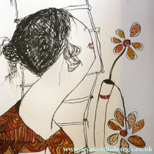 Load image into Gallery viewer, Pat Douthwaite Hand Coloured Lithograph Woman with Vase of Flowers Signed
