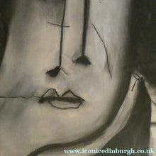Load image into Gallery viewer, PAT DOUTHWAITE (1939 - 2002). Original LARGE 1980s Charcoal Portrait Drawing. FRAMED
