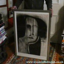 Load image into Gallery viewer, PAT DOUTHWAITE (1939 - 2002). Original LARGE 1980s Charcoal Portrait Drawing. FRAMED
