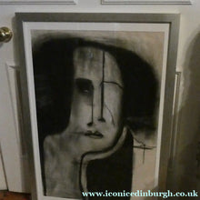 Load image into Gallery viewer, PAT DOUTHWAITE (1939 - 2002). Original LARGE 1980s Charcoal Portrait Drawing. FRAMED
