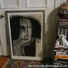 Load image into Gallery viewer, PAT DOUTHWAITE (1939 - 2002). Original LARGE 1980s Charcoal Portrait Drawing. FRAMED
