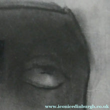 Load image into Gallery viewer, PAT DOUTHWAITE (1939 - 2002). Original LARGE 1980s Charcoal Portrait Drawing. FRAMED
