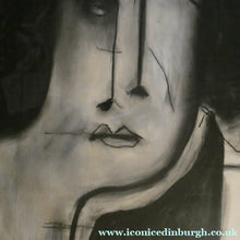 Load image into Gallery viewer, PAT DOUTHWAITE (1939 - 2002). Original LARGE 1980s Charcoal Portrait Drawing. FRAMED
